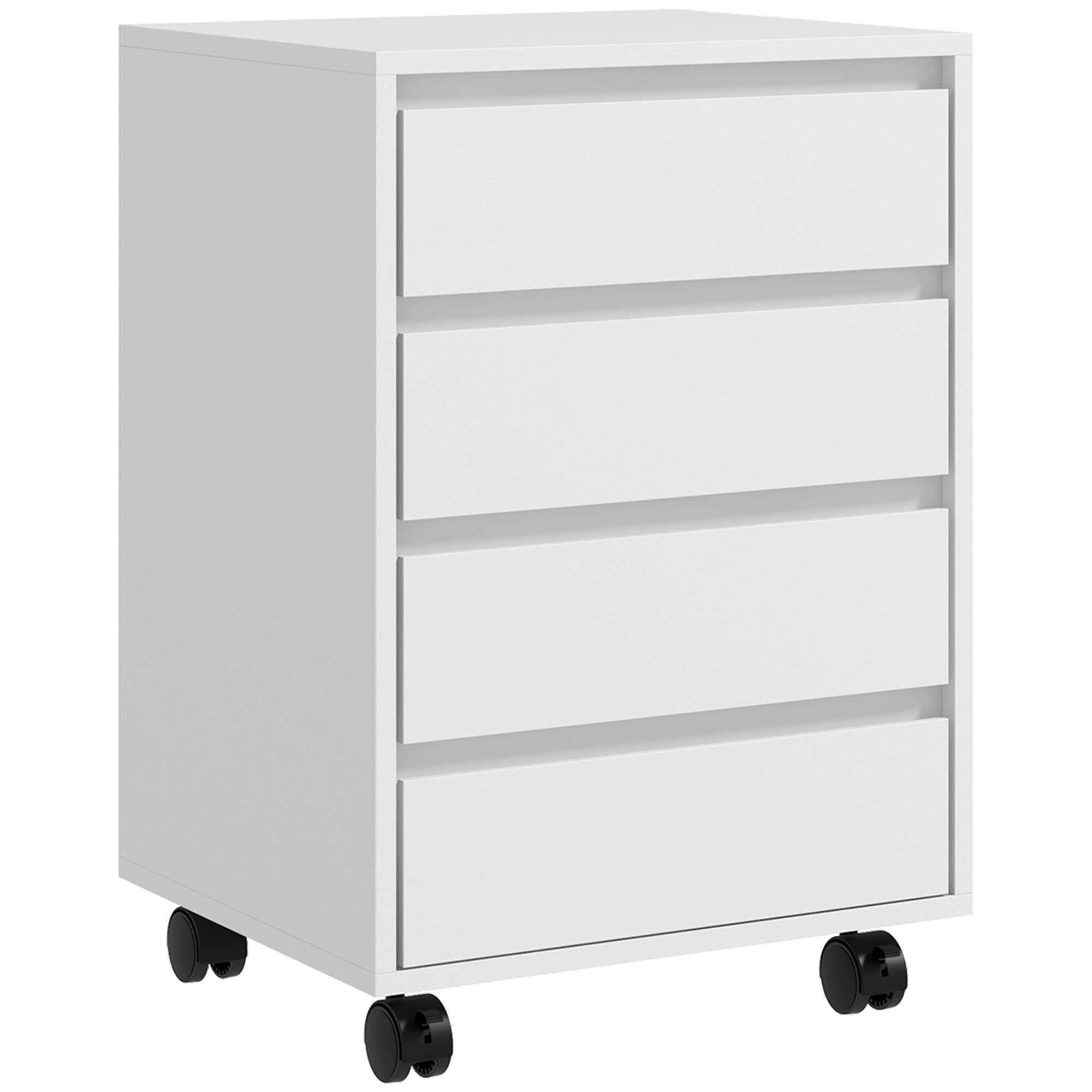Cajonera de oficina blanca de 4 cajones con ruedas, modelo URBASA de 46x40x65 cm