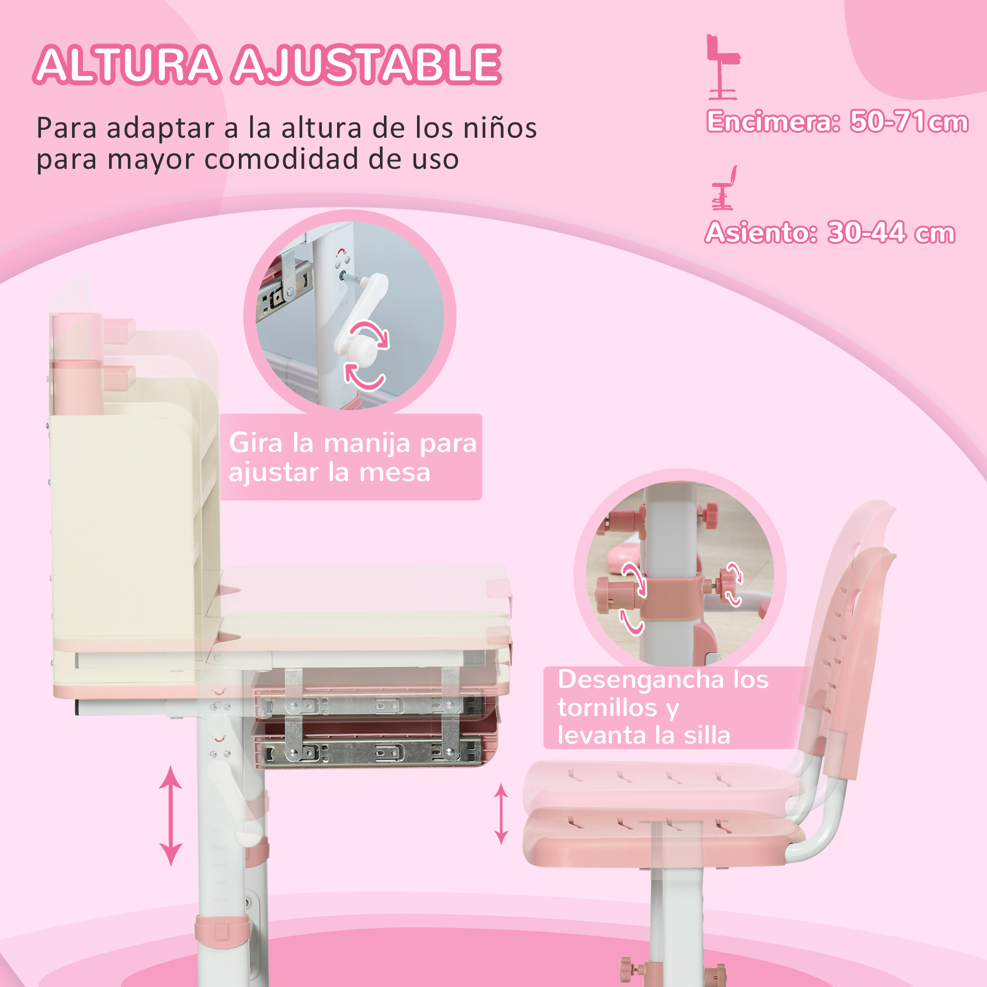 Altura regulable del escritorio infantil LUNA