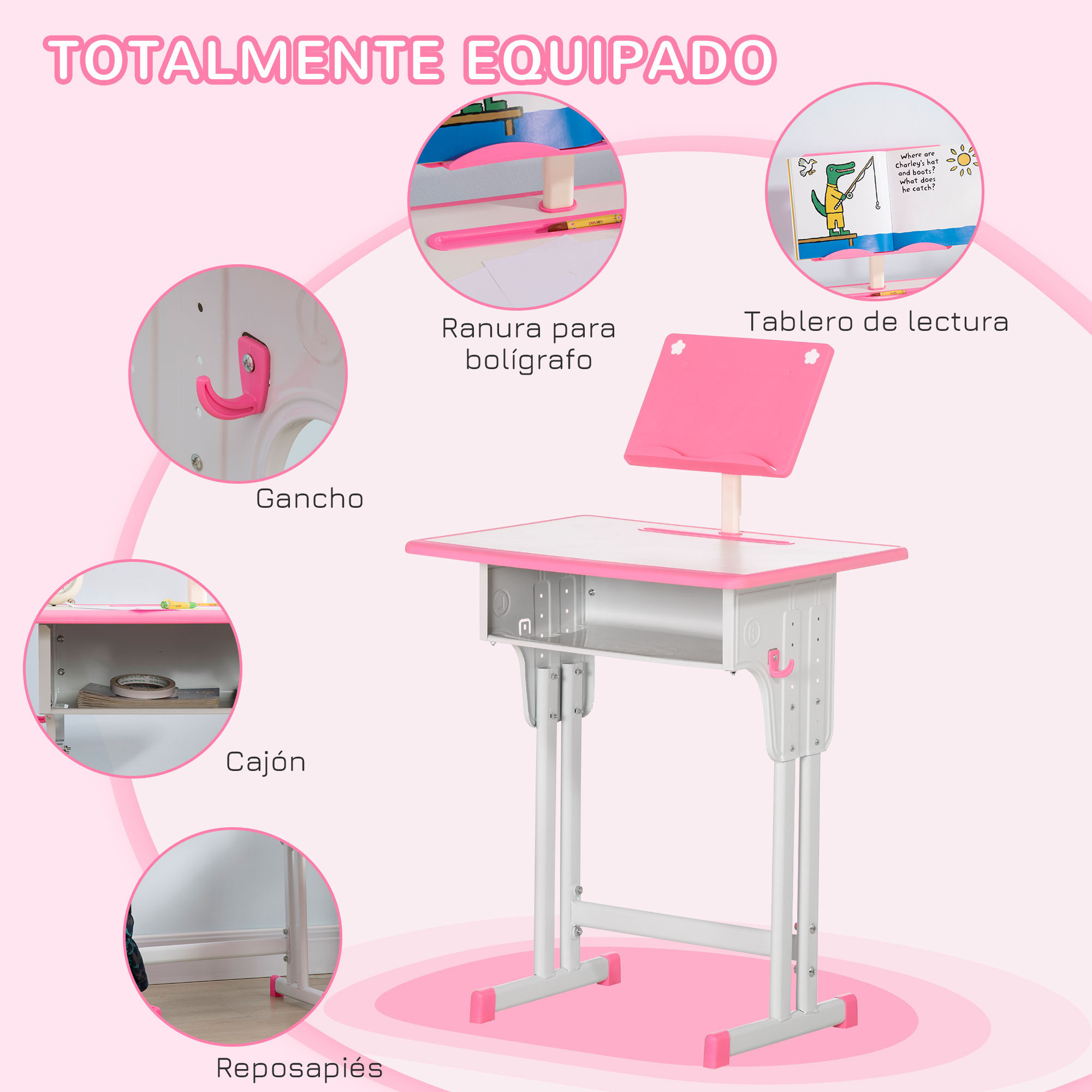 Atril, cajón y lapicero del escritorio infantil MINI