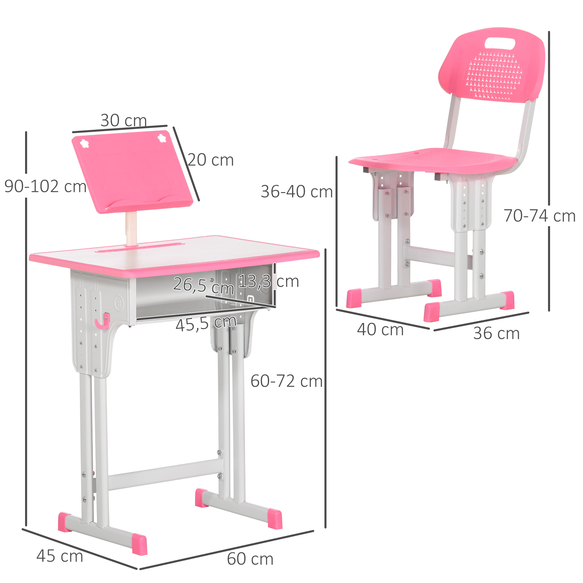 Medidas del conjunto de escritorio y silla infantil MINI