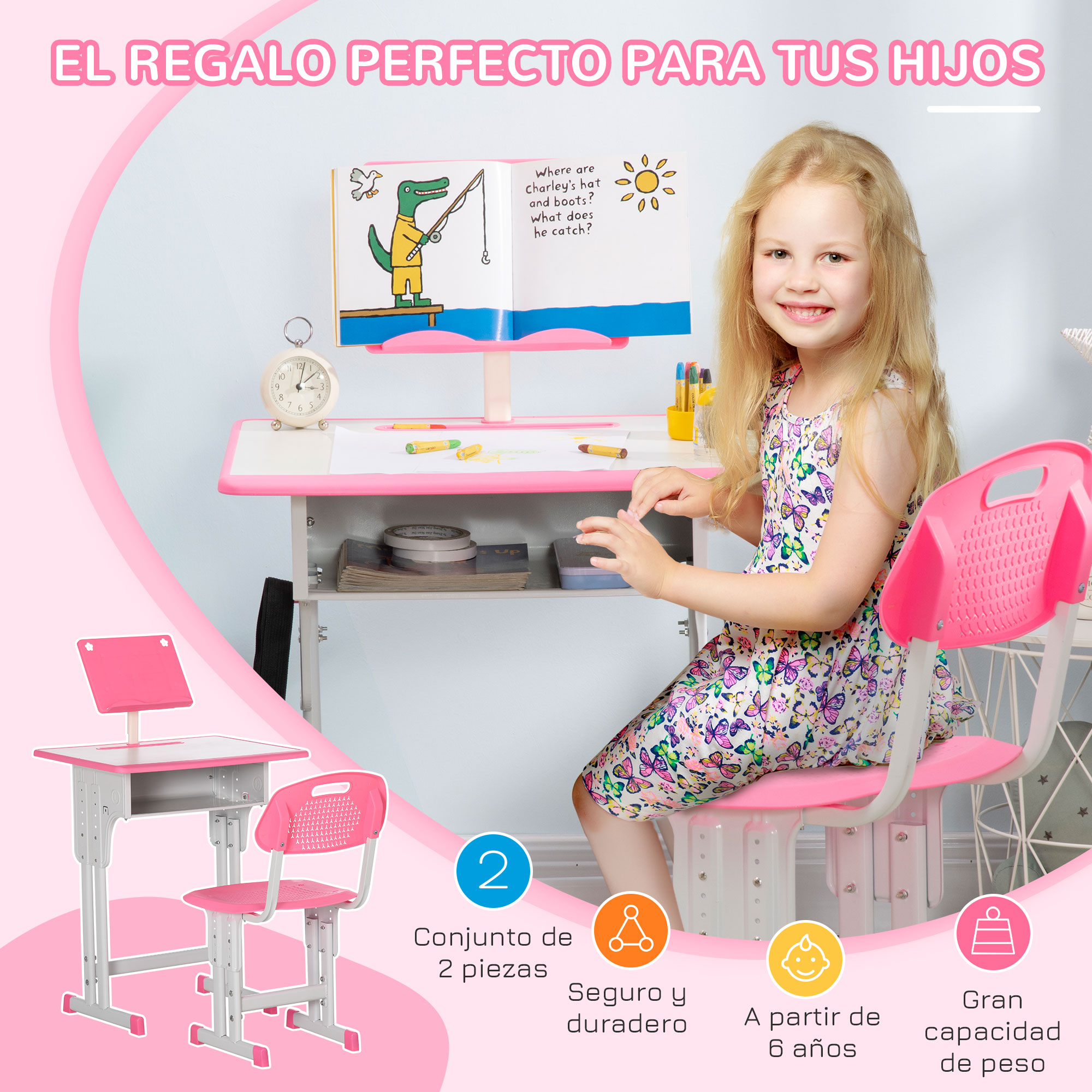 Conjunto de escritorio y silla infantil MINI, dos piezas a partir de 6 años