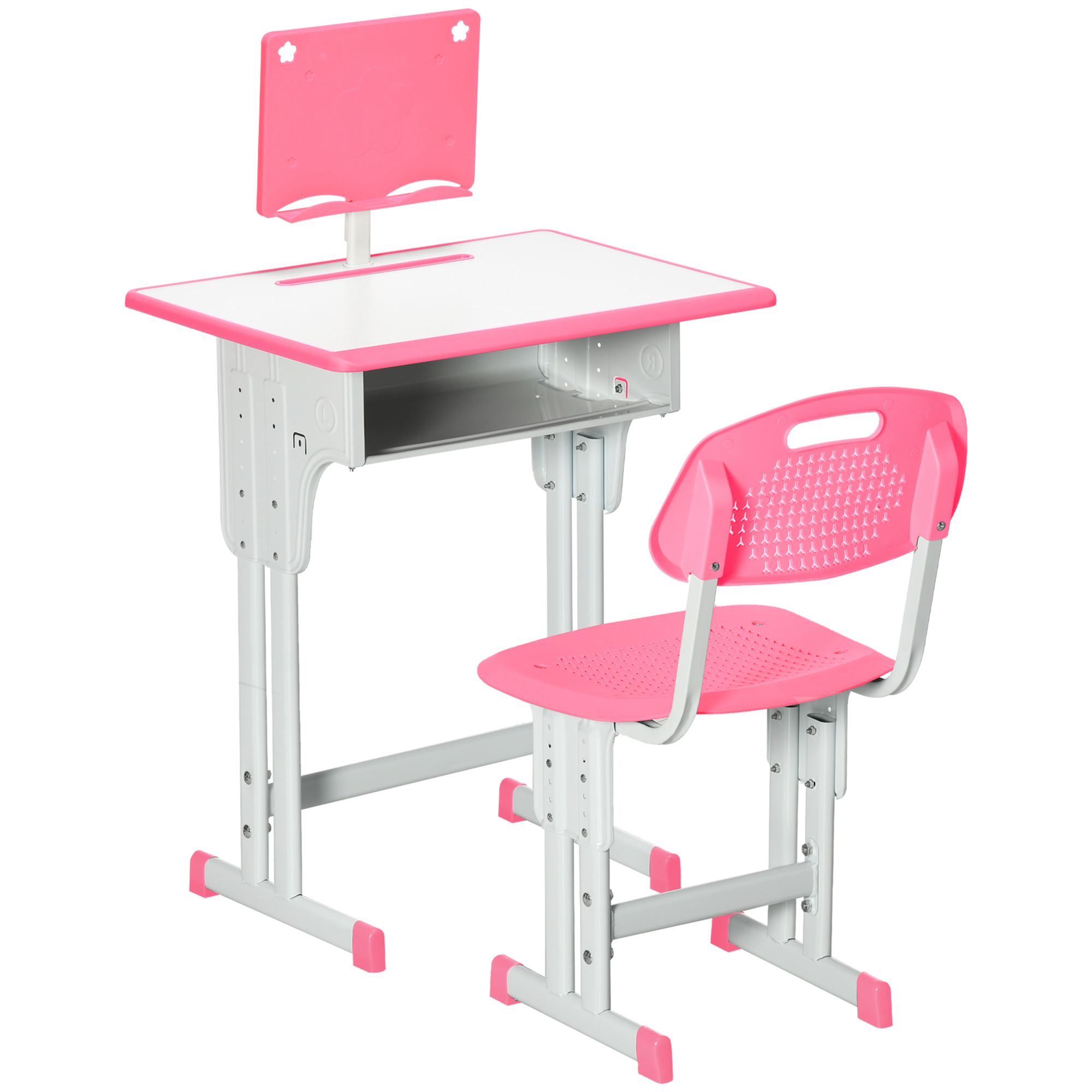 Mesa de estudio infantil MINI con silla regulable, color rosa
