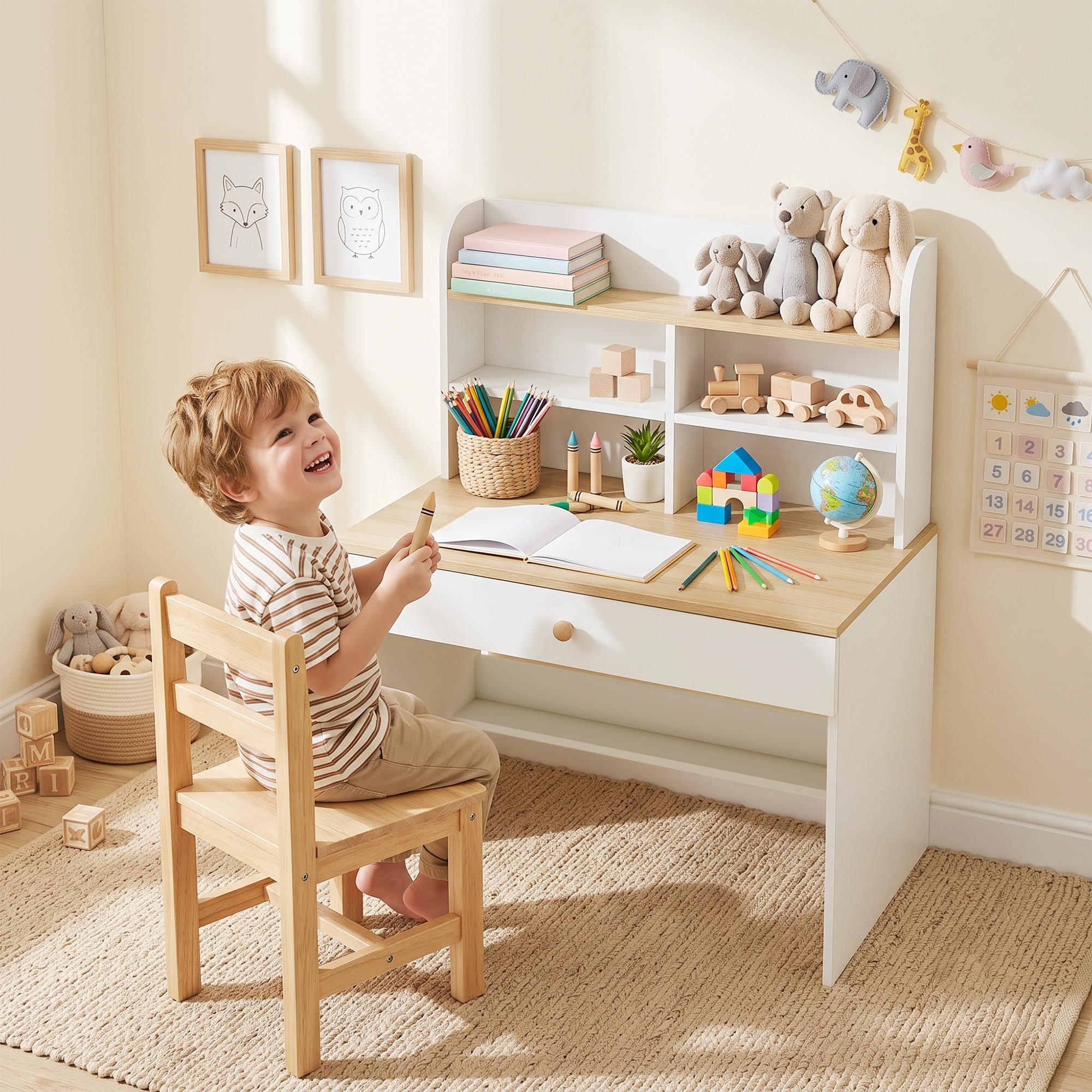 Niño jugando en el escritorio infantil NIDO