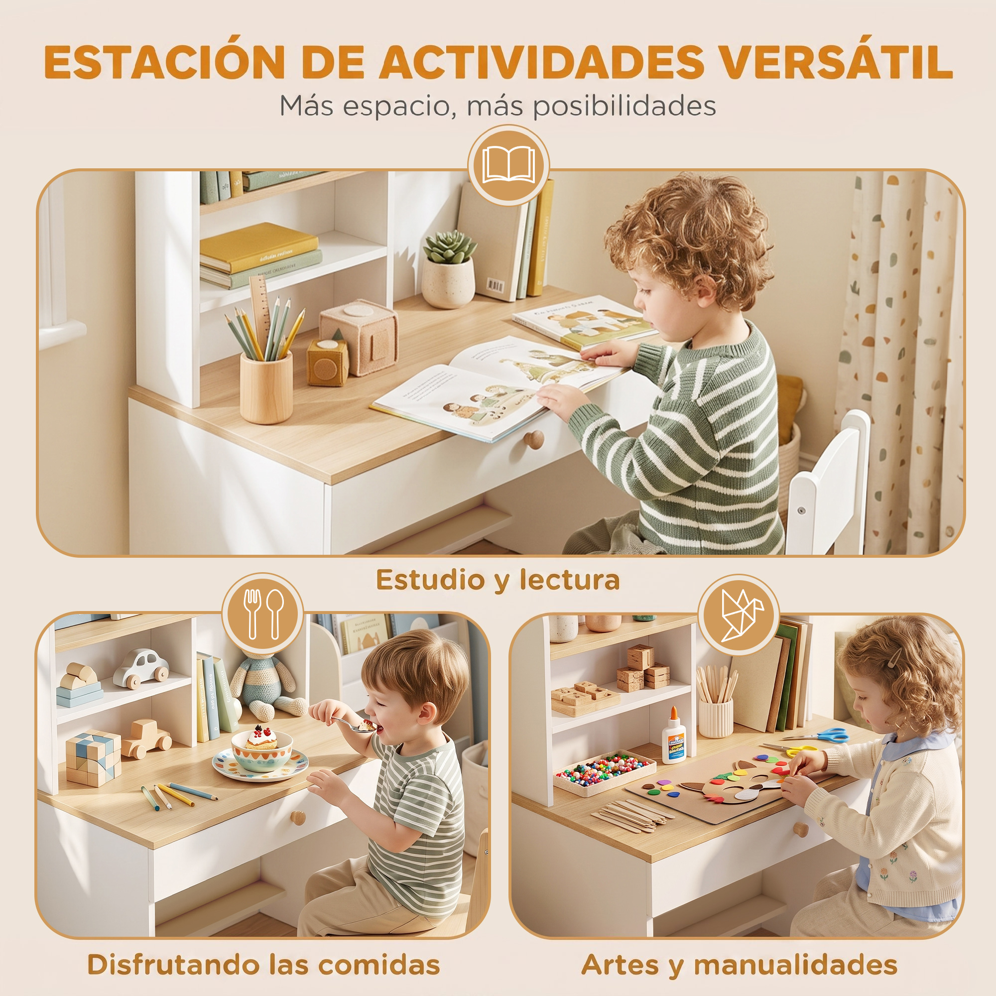 Escritorio infantil NIDO para estudiar, leer y hacer manualidades