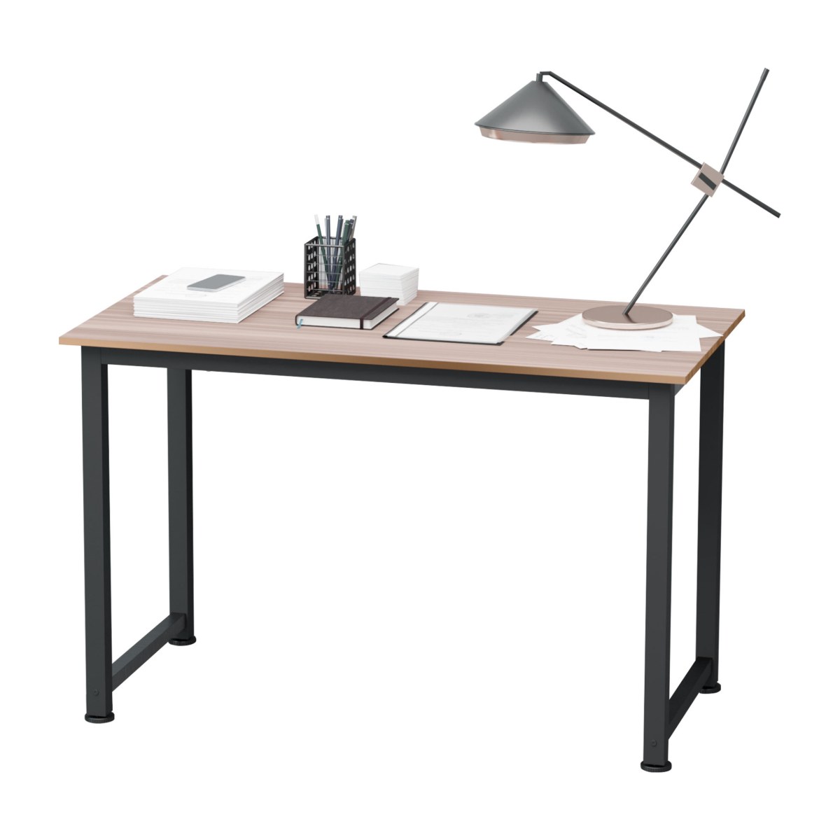 Mesa de escritorio 120x60 EBRO con tablero roble y estructura de acero negro