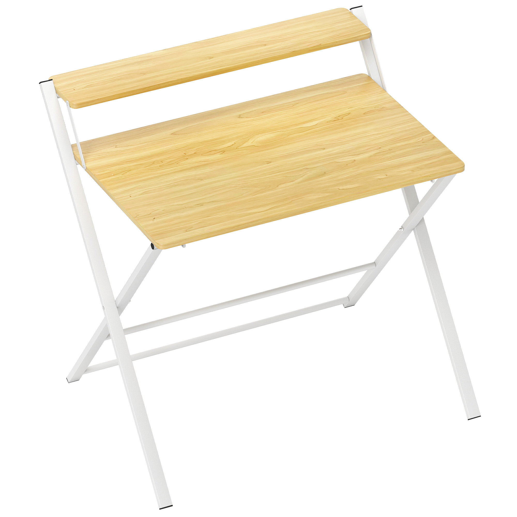 Escritorio plegable ÉSERA de 86x66 cm en madera natural con estante superior