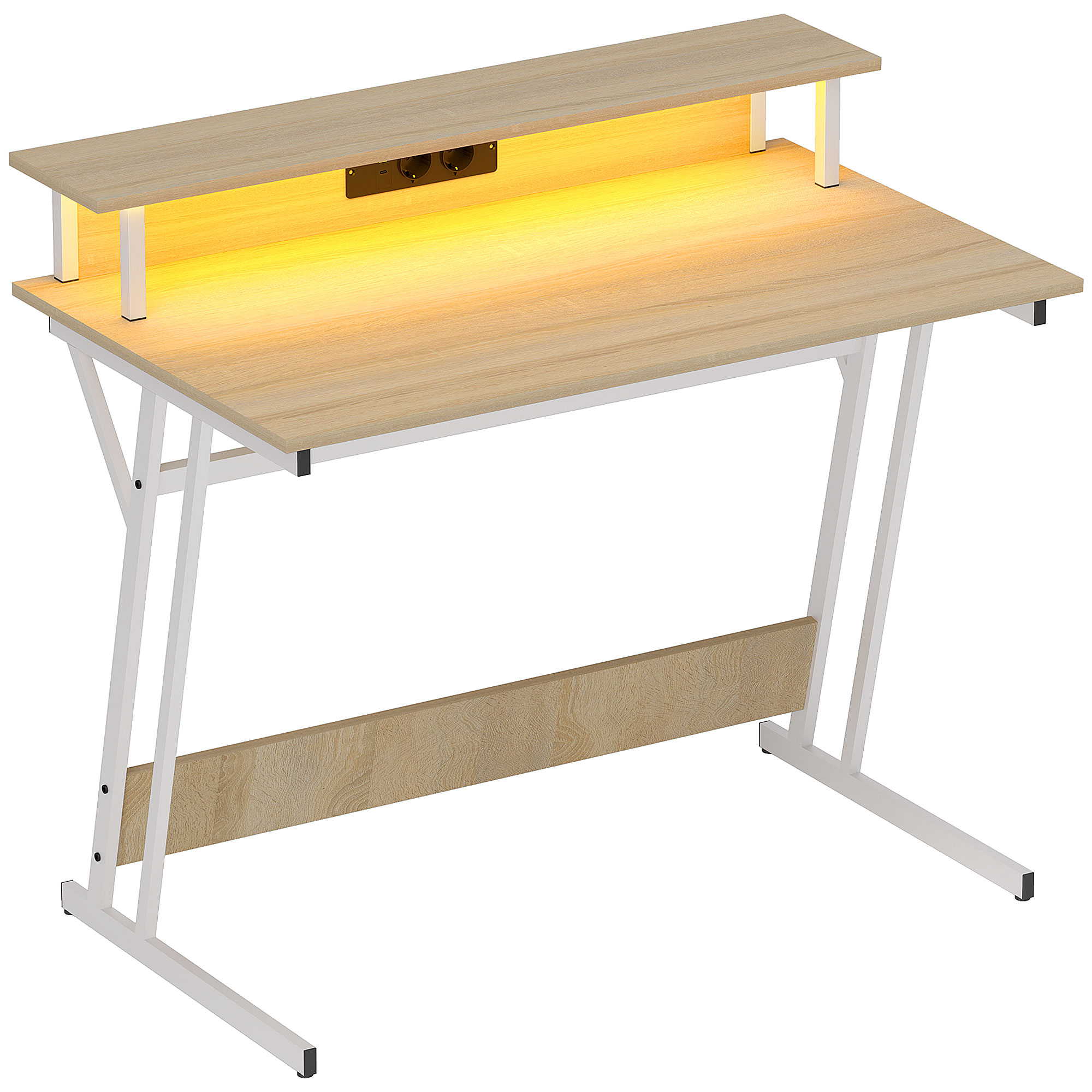 Mesa de escritorio gaming ISUELA de 100x60 cm con luces LED RGB y soporte para monitor