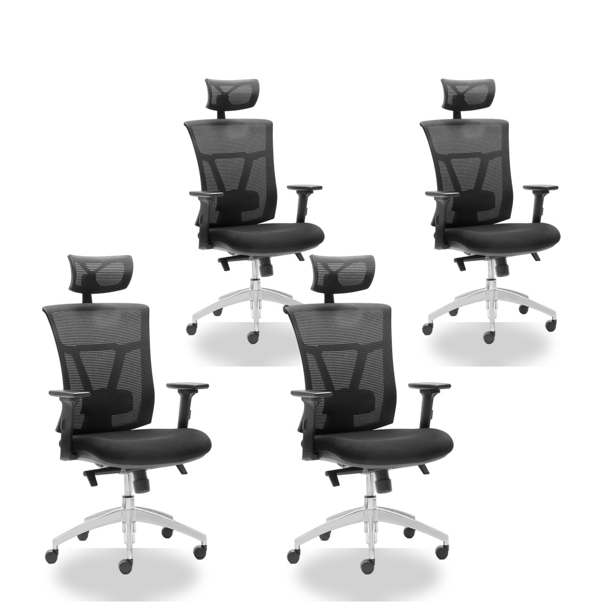 Pack 4 sillas de oficina ANKARA negras de Euromof con cabecero