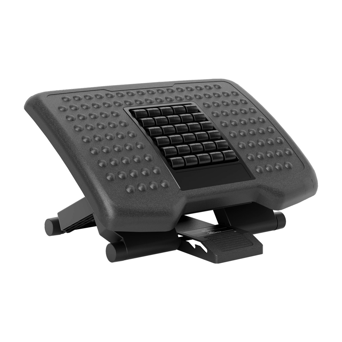 Reposapiés ergonómico de oficina regulable en altura e inclinación con superficie de masaje