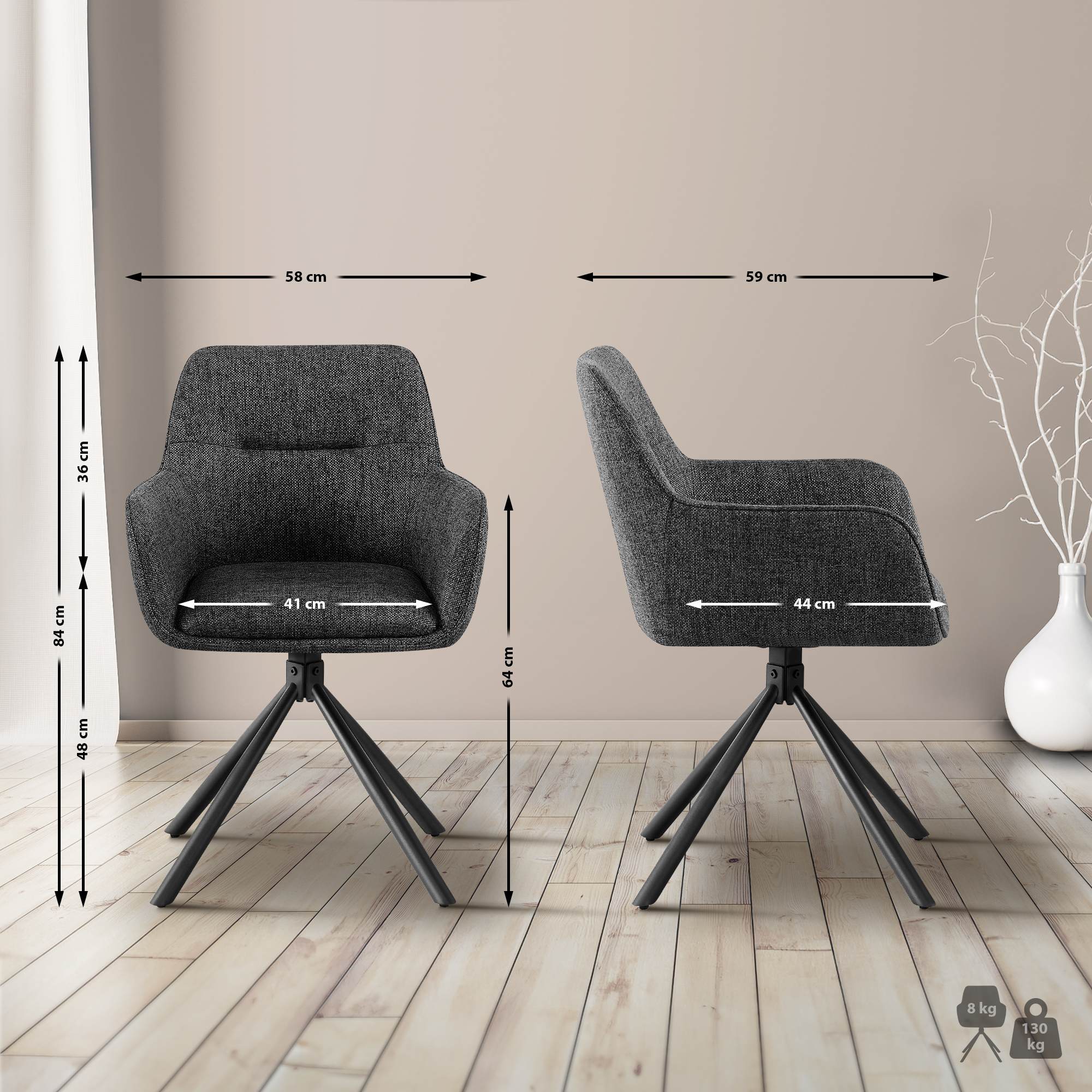 Medidas de la silla para sala de reuniones FRAGA