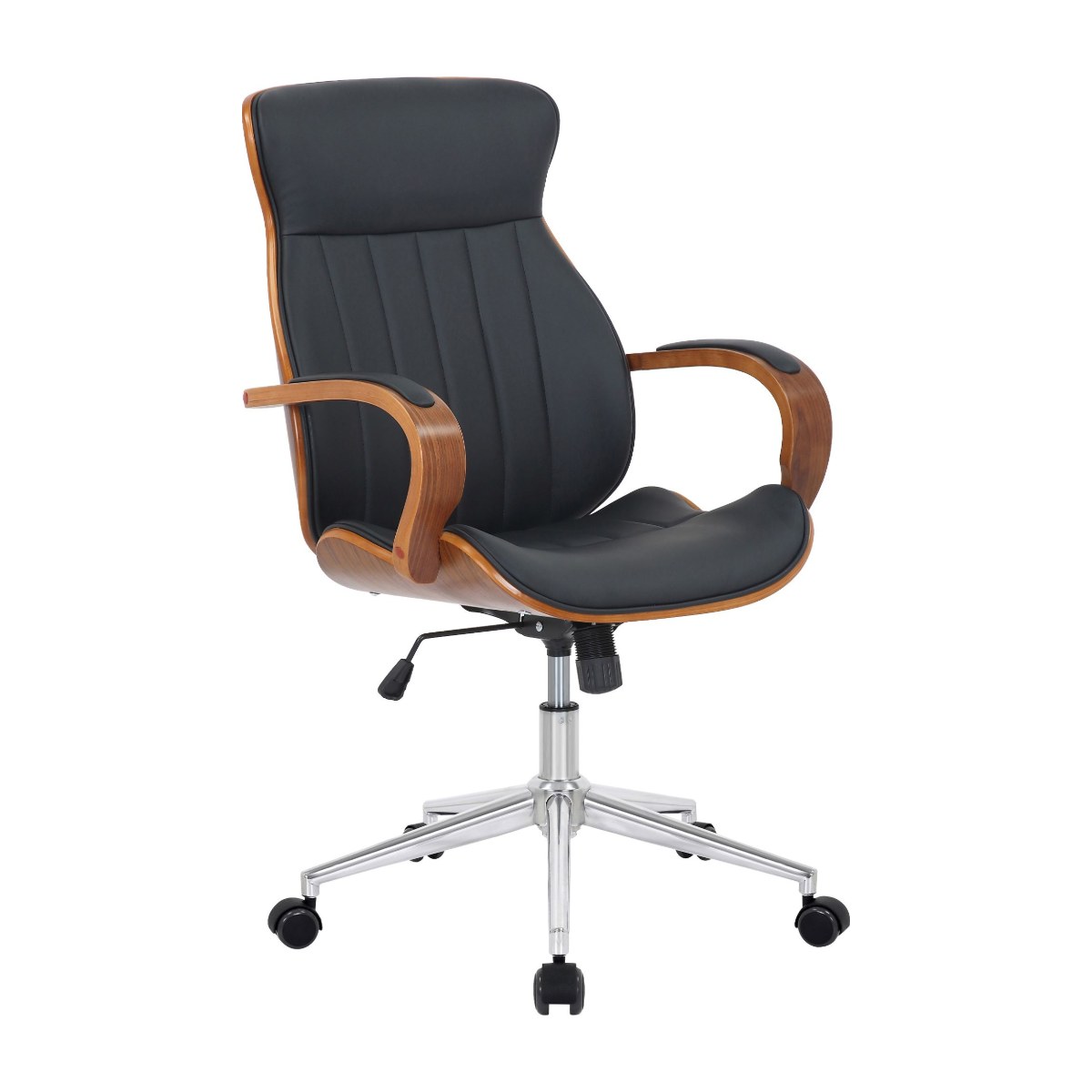 Silla de despacho de madera BENABARRE en nogal y negro