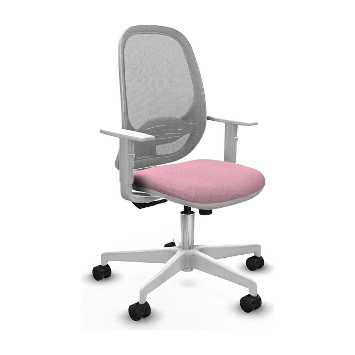 Silla oficina LOTTO White ergonómica con malla gris y tapizado rosa