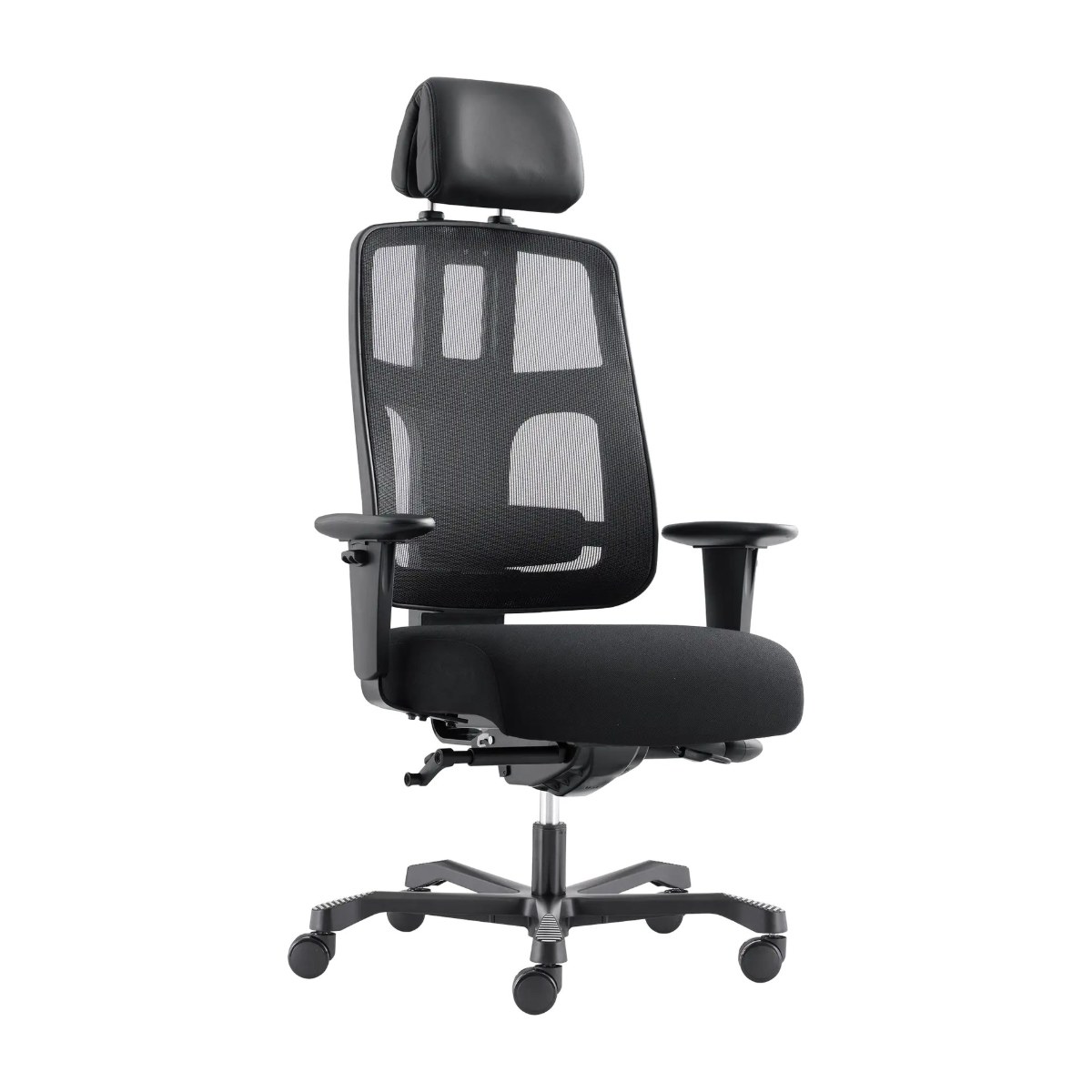 Silla de oficina 24 horas ATLAS para usuarios de hasta 200 kg, con cabezal de piel