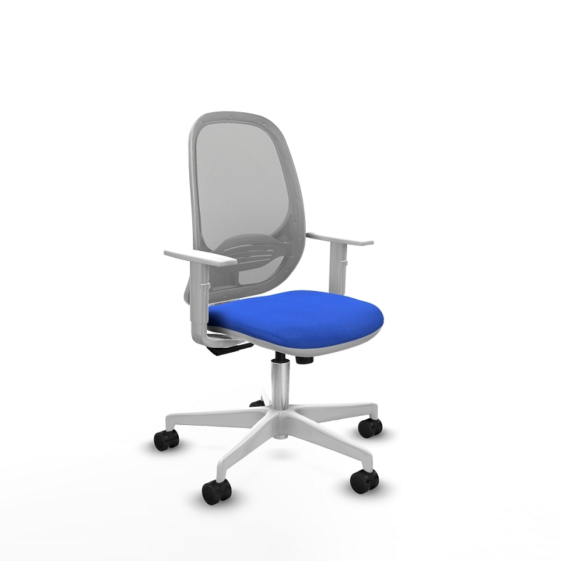 Silla ergonómica LOTTO White con malla gris transpirable y mecanismo SINCRO