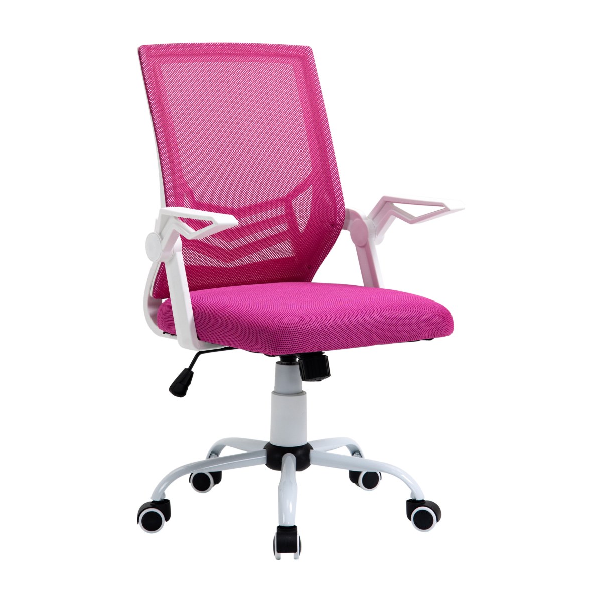 Silla de escritorio juvenil BRISA de malla con brazos abatibles, color rosa