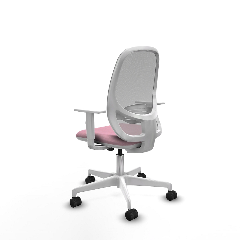 Silla de escritorio LOTTO White con malla gris y base blanca resistente