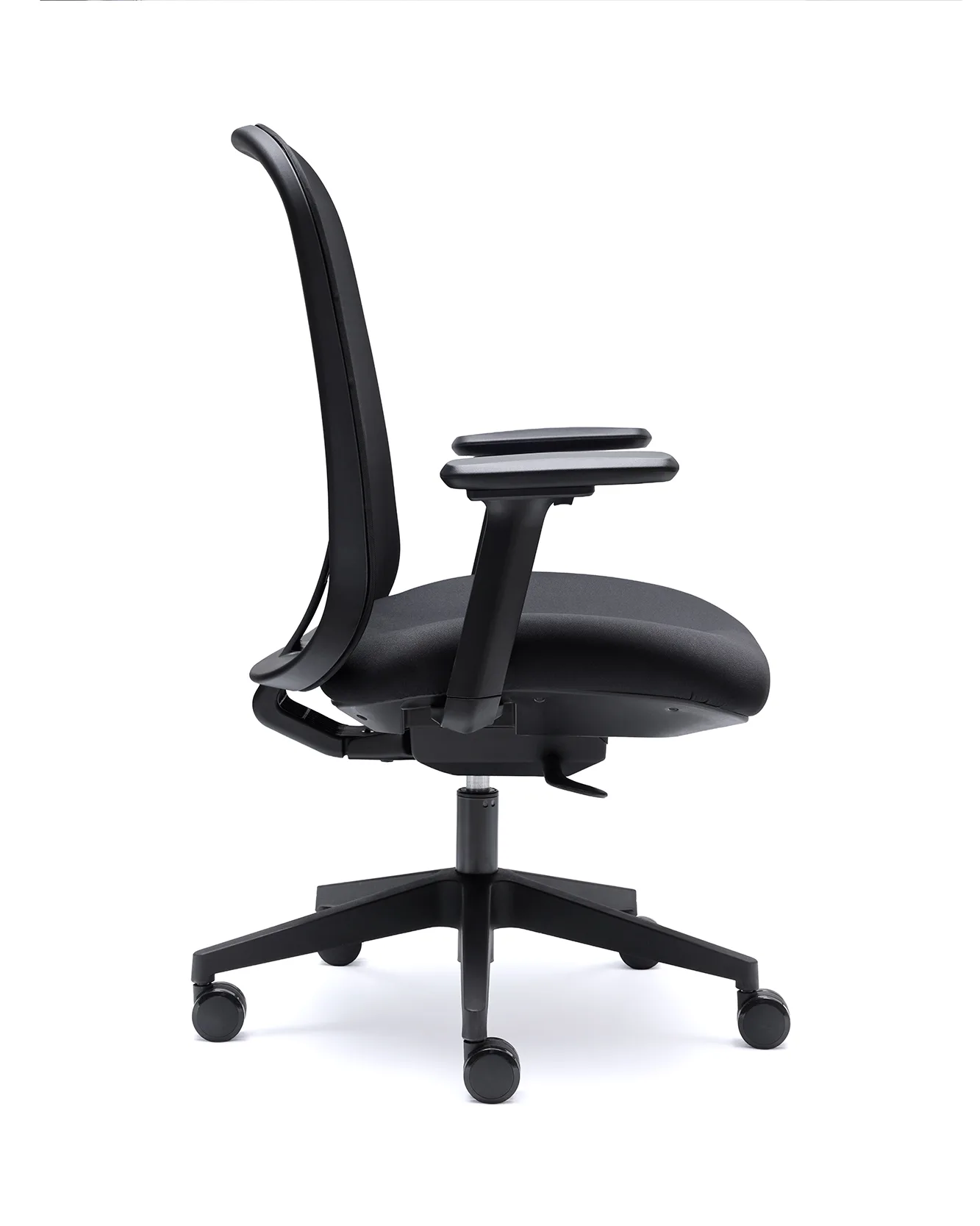 Silla LUCERNA de Euromof, vista lateral con apoyo lumbar regulable