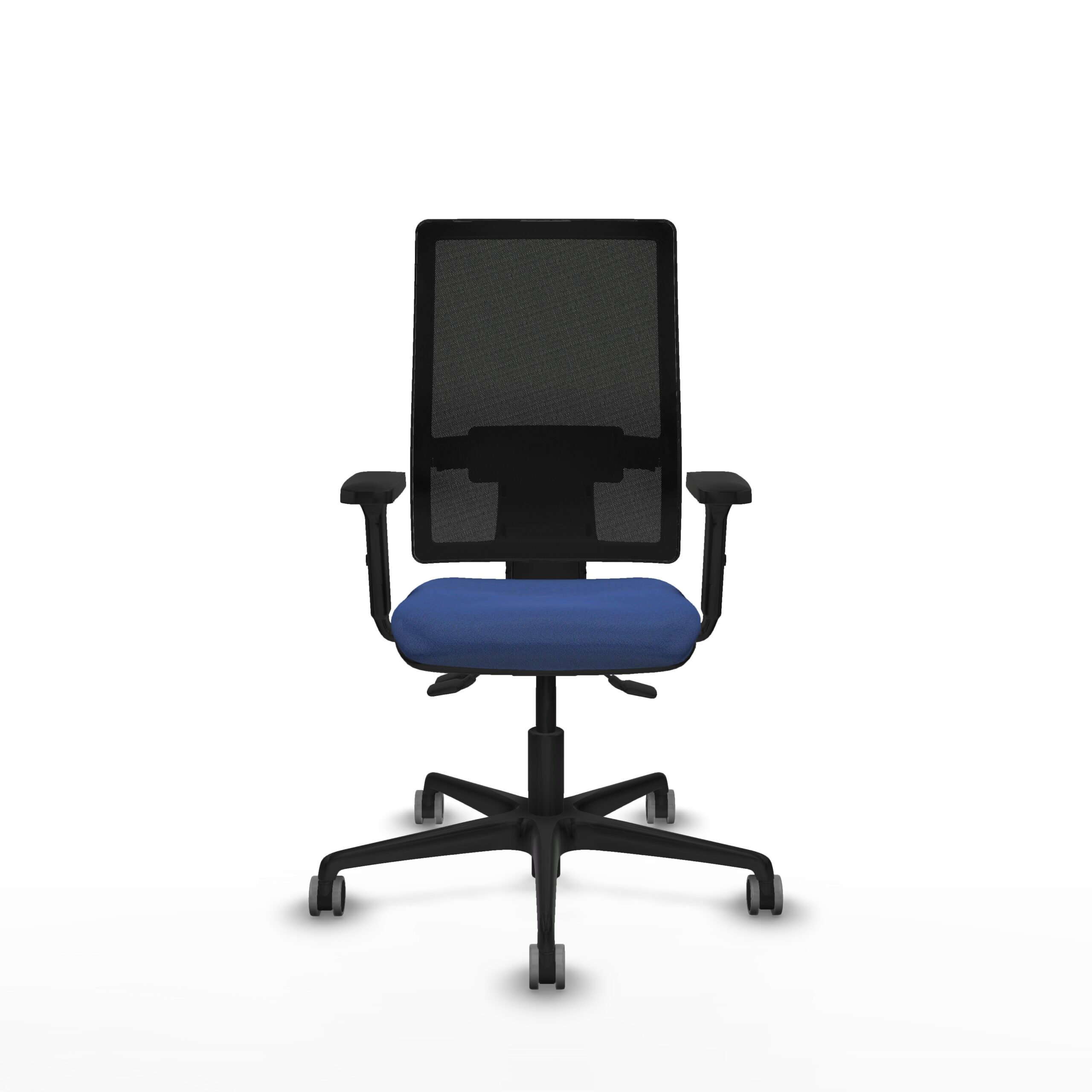 Silla ergonómica ONDA con respaldo de malla negra y asiento azul marino