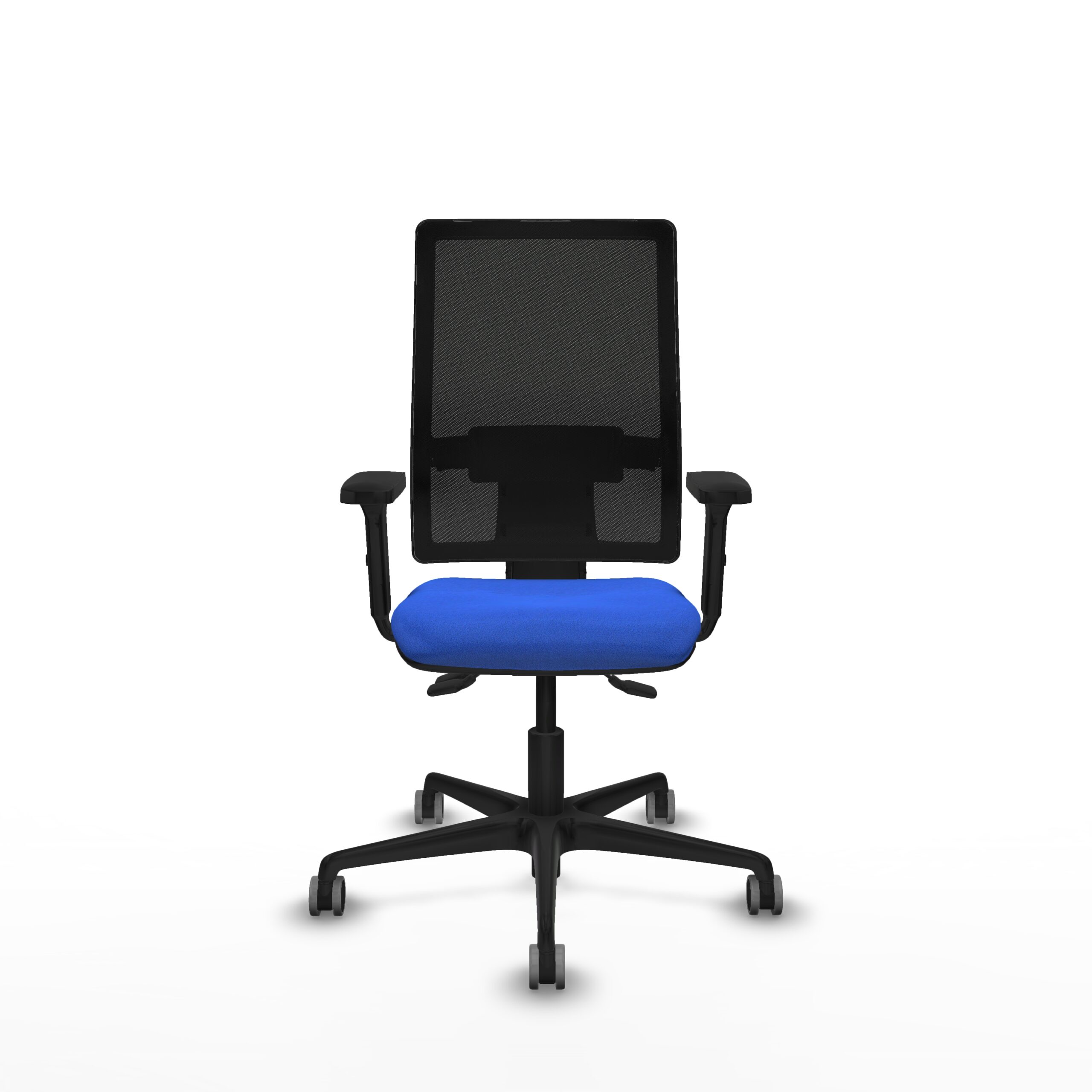 Silla ergonómica ONDA con respaldo de malla negra y asiento azul