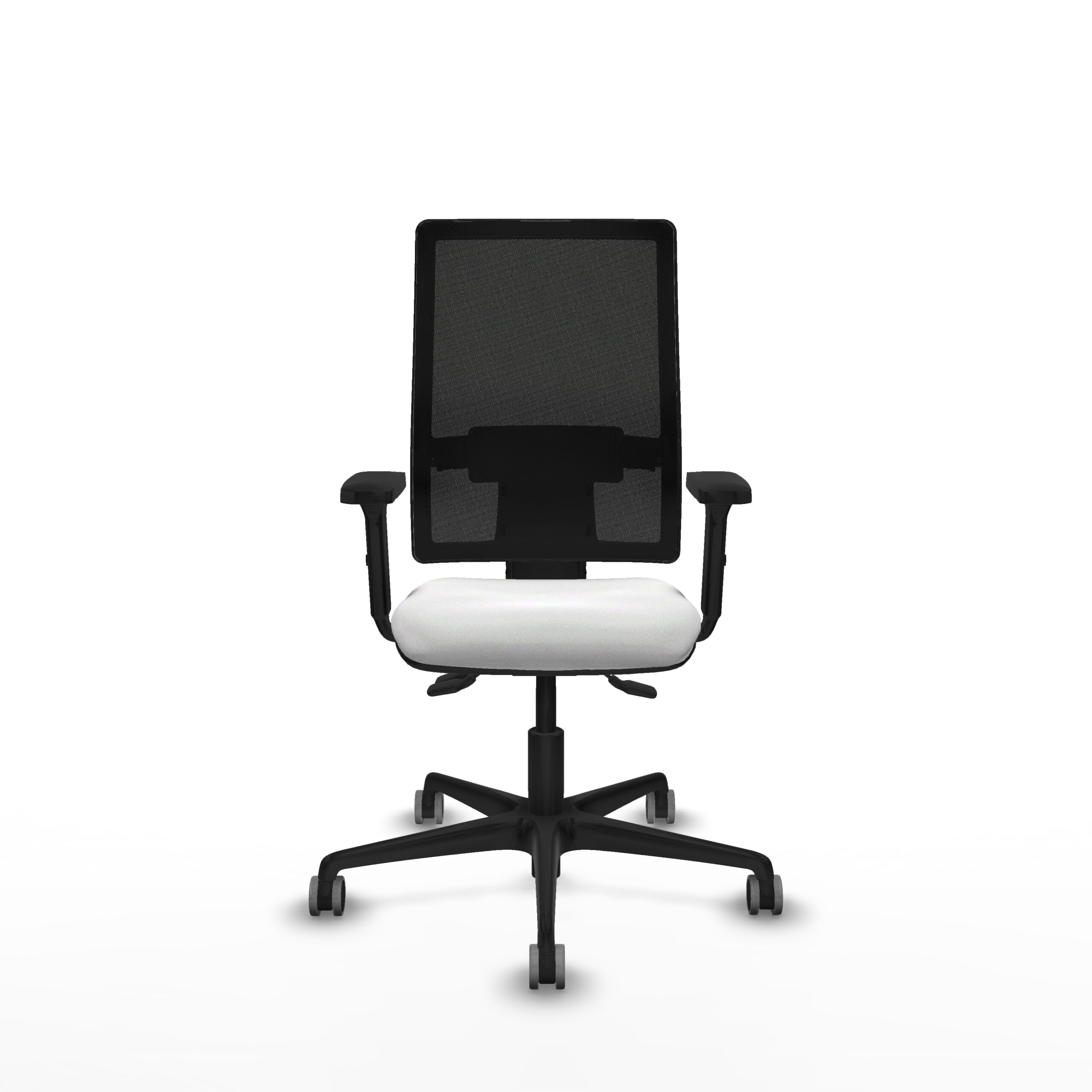 Silla ergonómica ONDA con respaldo de malla negra y asiento blanco