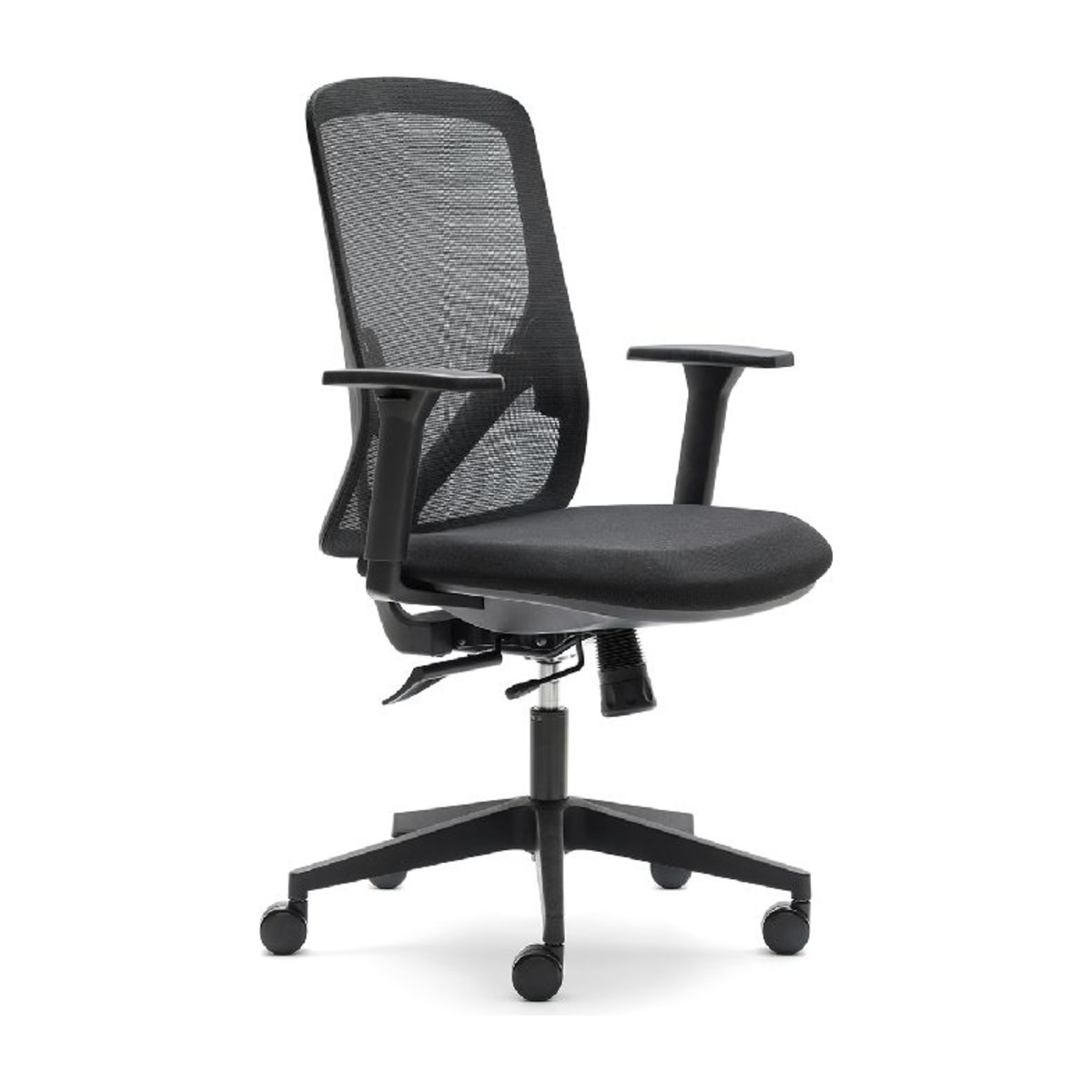 Silla de oficina LYON negra de Euromof, vista de tres cuartos