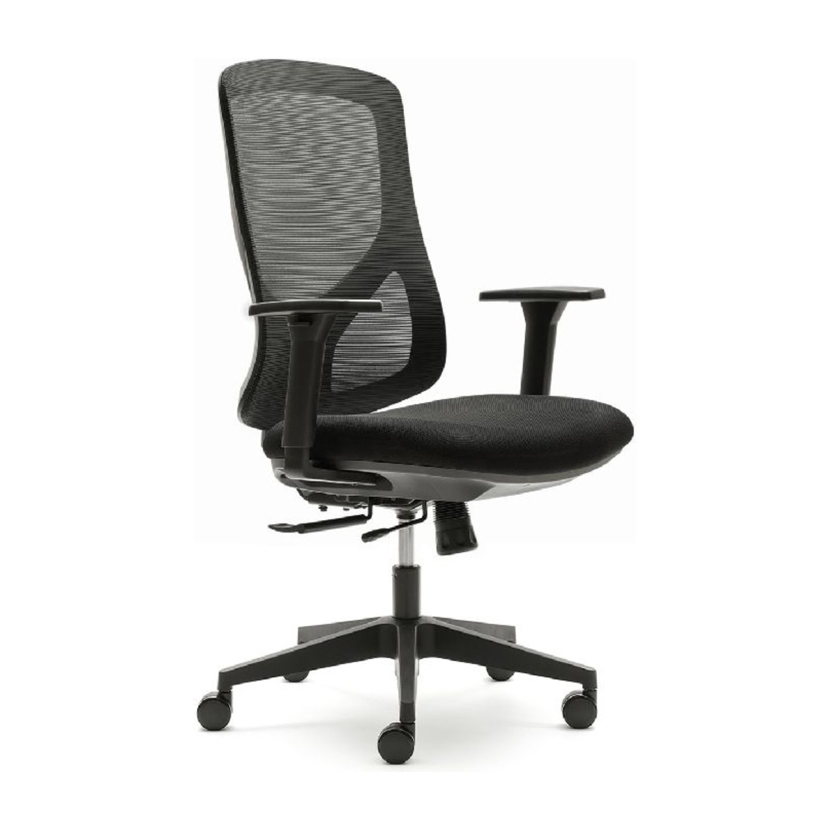 Silla de oficina NANTES negra de Euromof, vista de tres cuartos