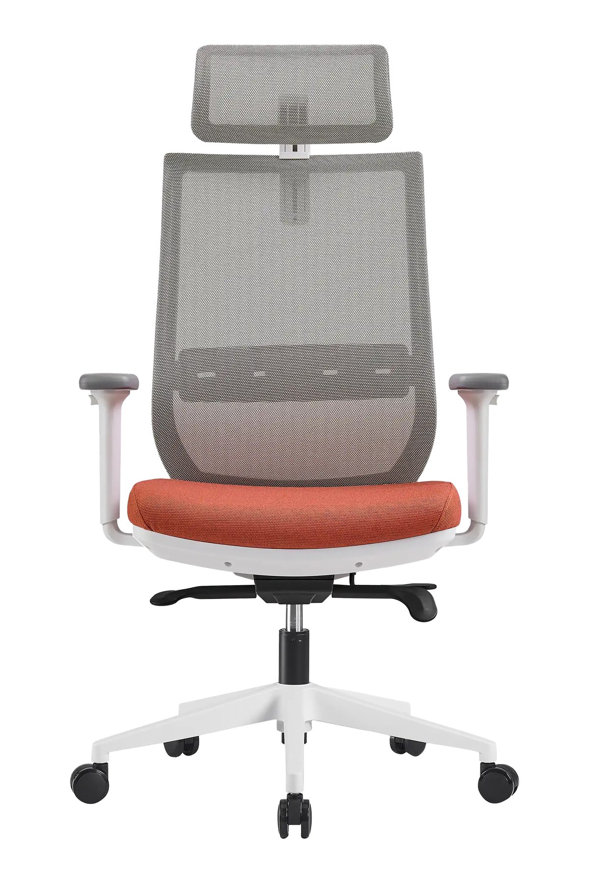 Silla de oficina PRISMA blanca y terracota vista frontal