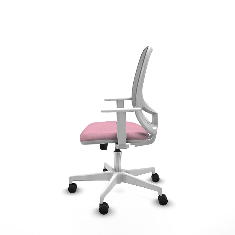 Silla de oficina LOTTO White con malla gris y tapizado rosa a elegir