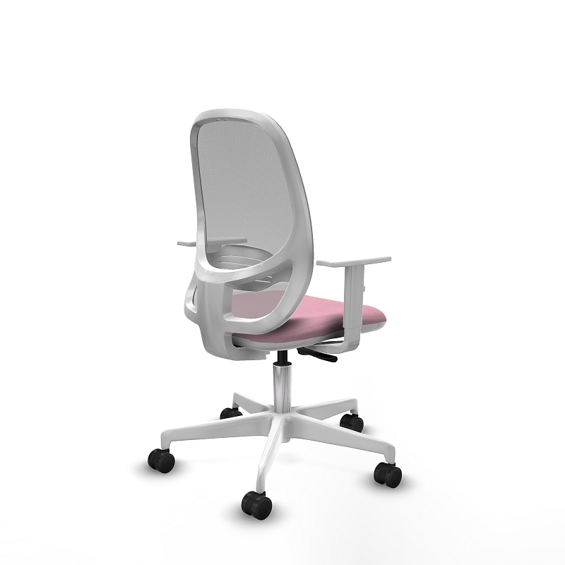 Silla LOTTO White regulable en altura con malla gris y soporte lumbar L1D