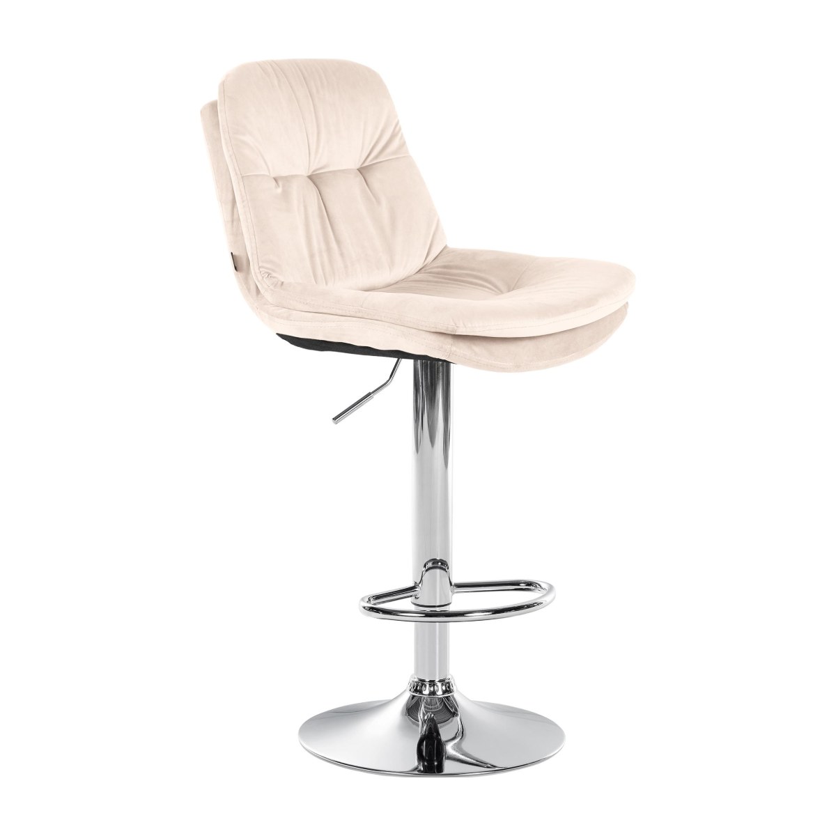 Taburete alto acolchado CANTAVIEJA con estructura cromada, color crema