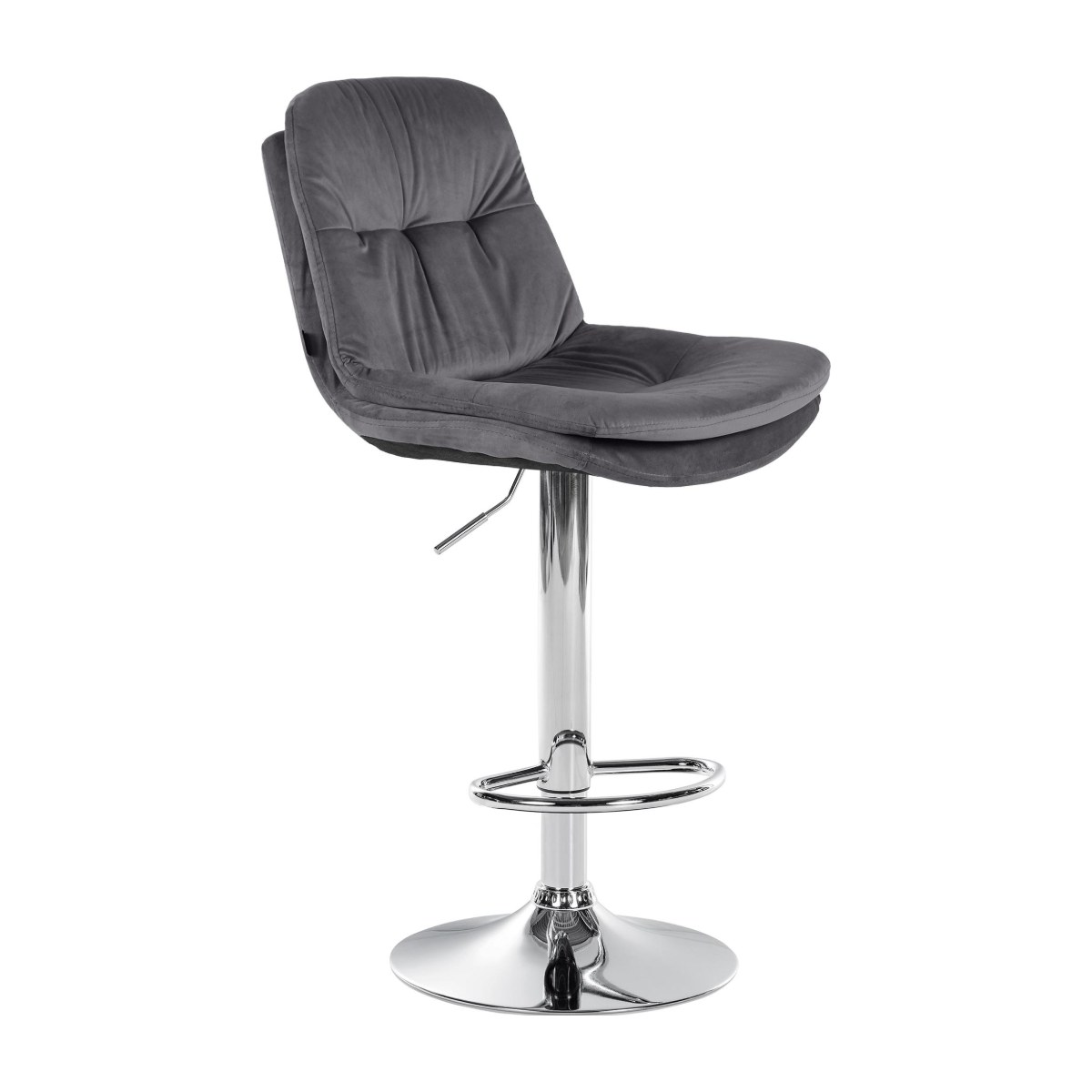 Taburete alto acolchado CANTAVIEJA con estructura cromada, color gris oscuro