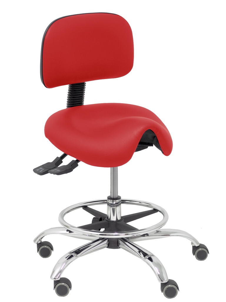 Taburete clínico con respaldo RÍMINI rojo