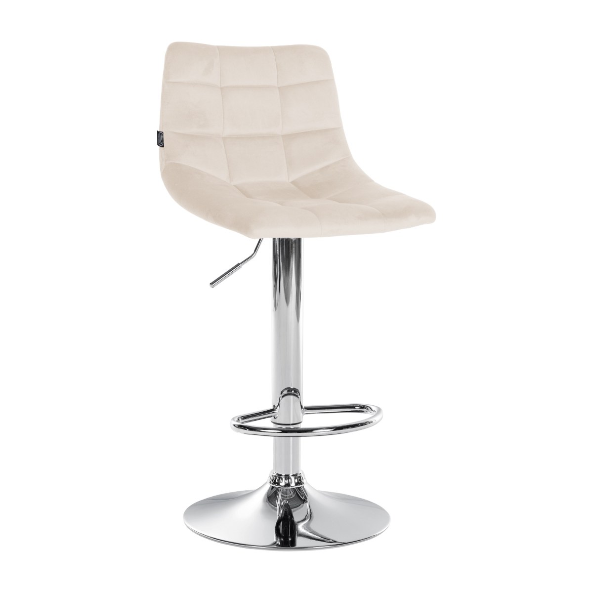 Taburete de bar de terciopelo MIRAMBEL con estructura cromada, color crema