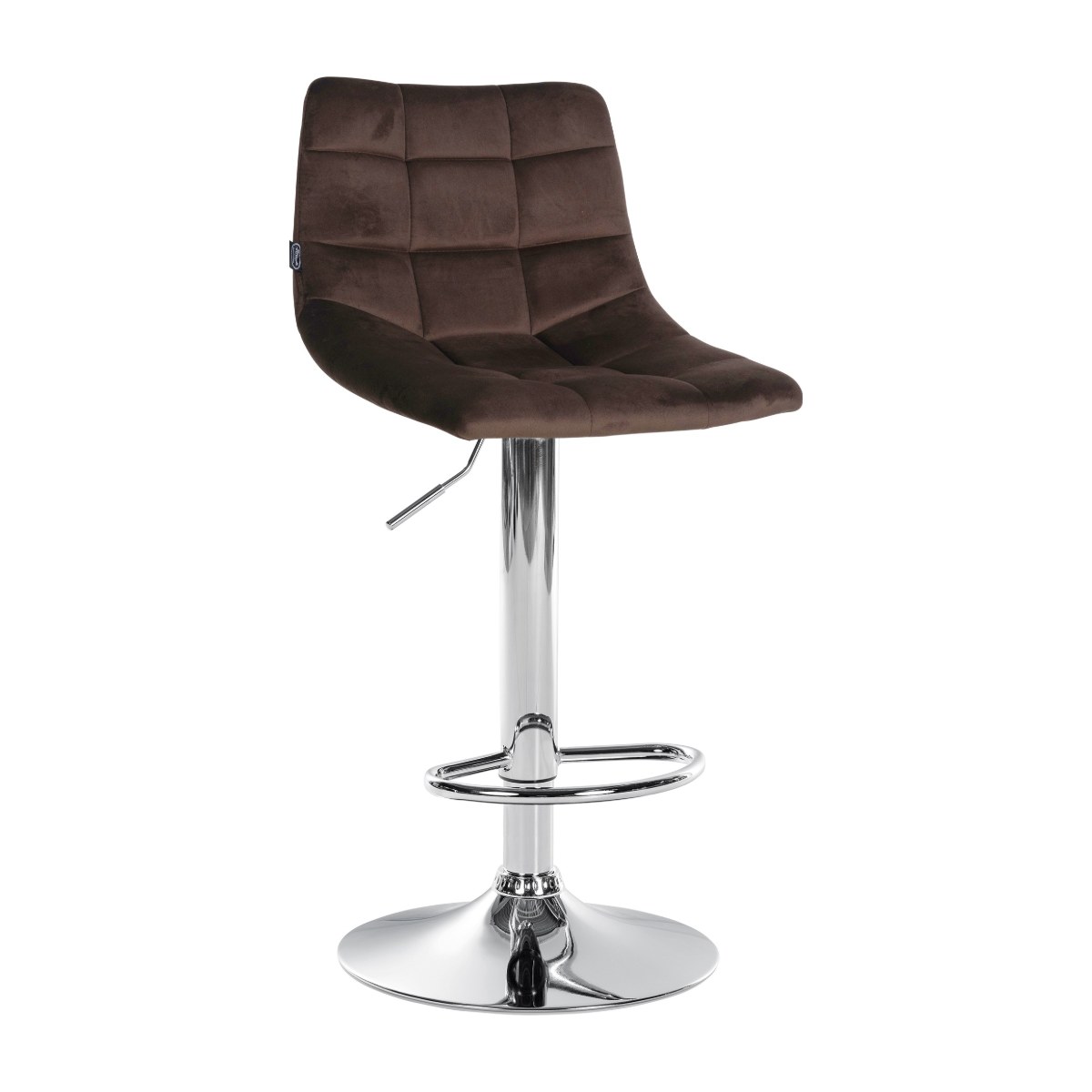 Taburete de bar de terciopelo MIRAMBEL con estructura cromada, color marrón