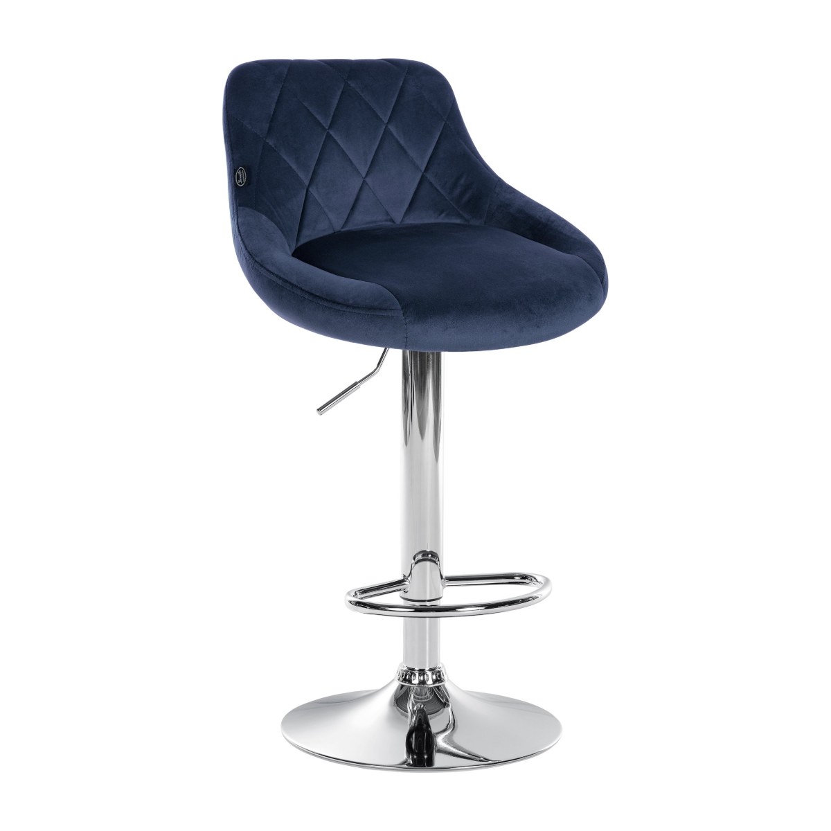 Taburete de bar regulable ALCORISA con estructura cromada, color azul