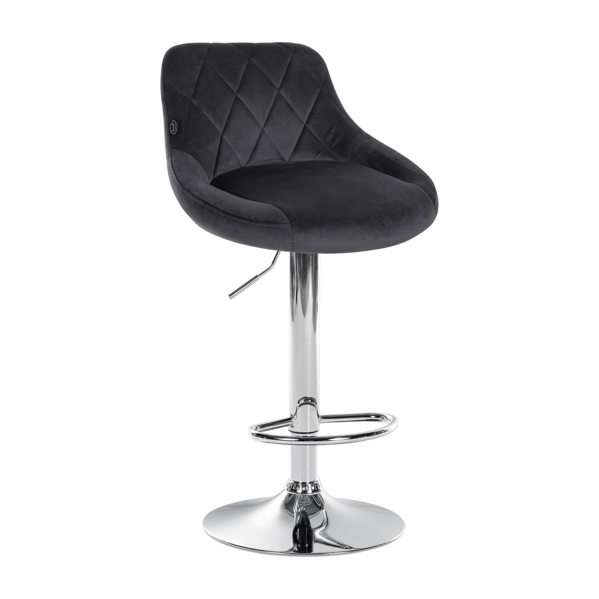 Taburete de bar regulable ALCORISA con estructura cromada, color gris oscuro