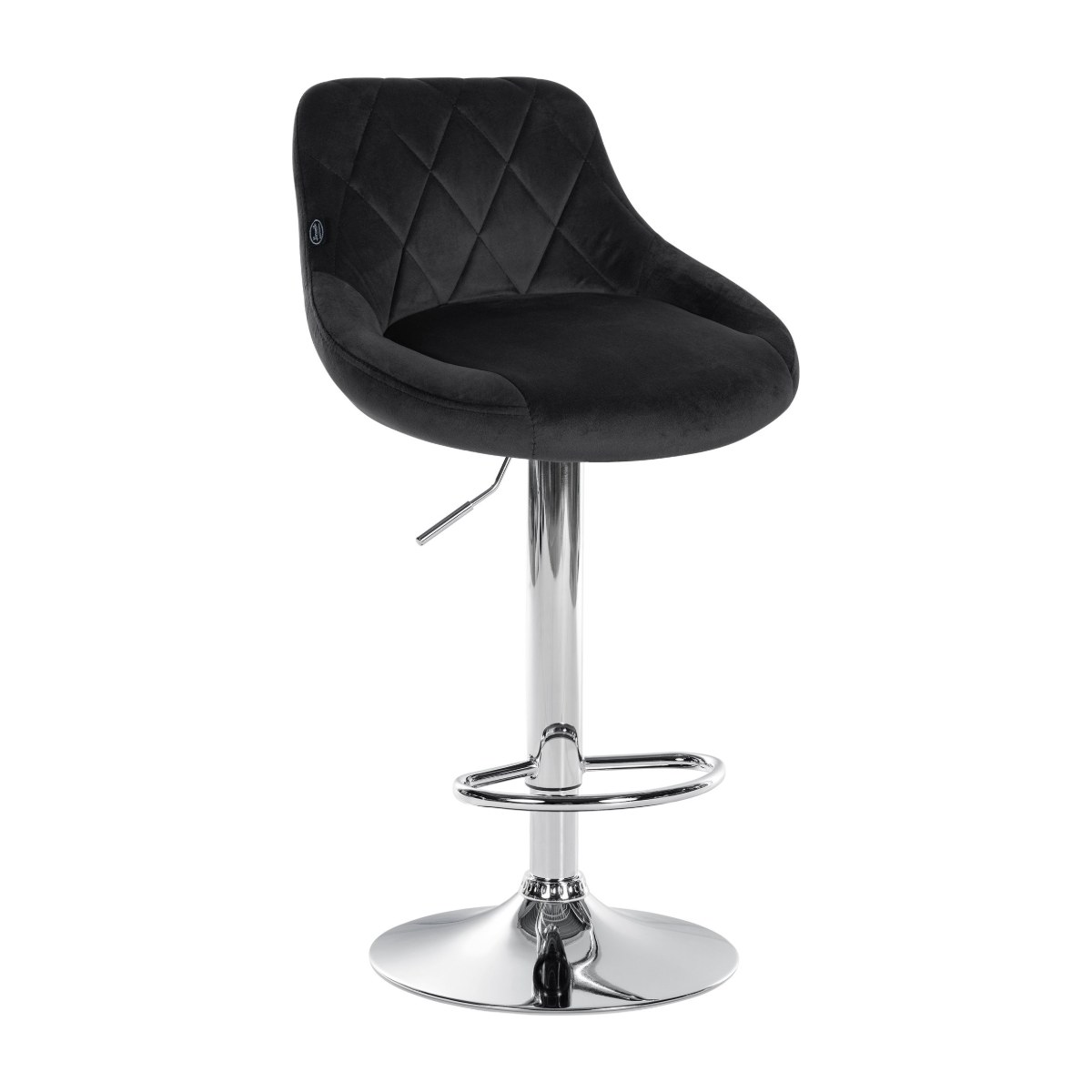 Taburete de bar regulable ALCORISA con estructura cromada, color negro