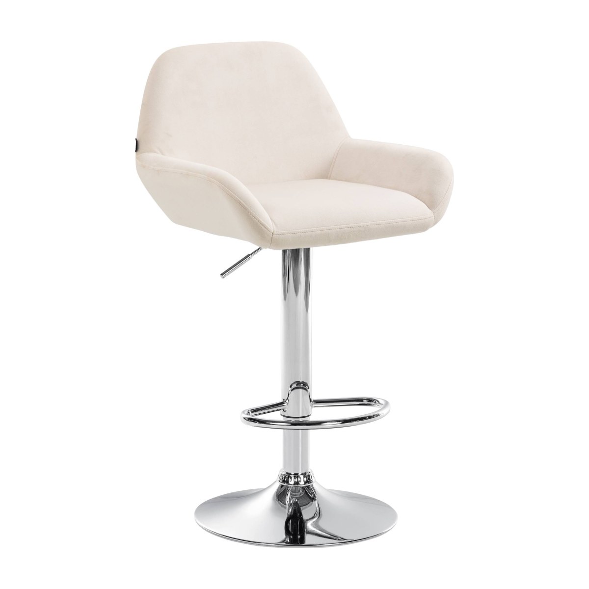 Taburete de cocina giratorio CALANDA con estructura cromada, color crema