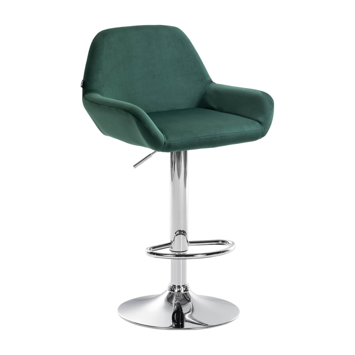 Taburete de cocina giratorio CALANDA con estructura cromada, color verde oscuro