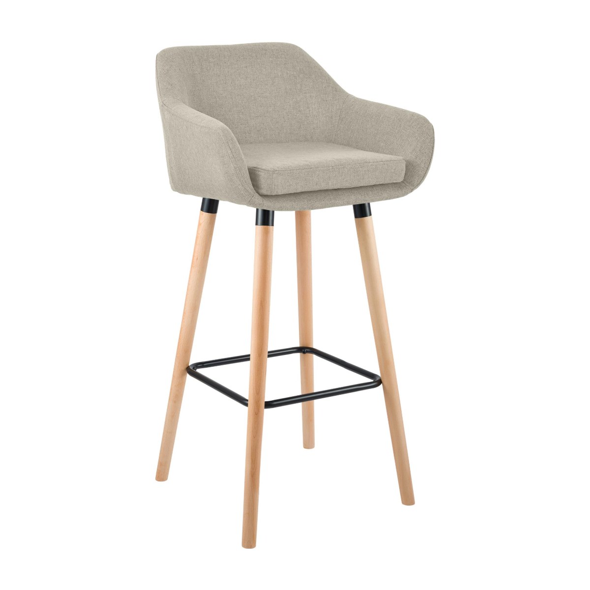 Taburete de madera y tela AYERBE color crema