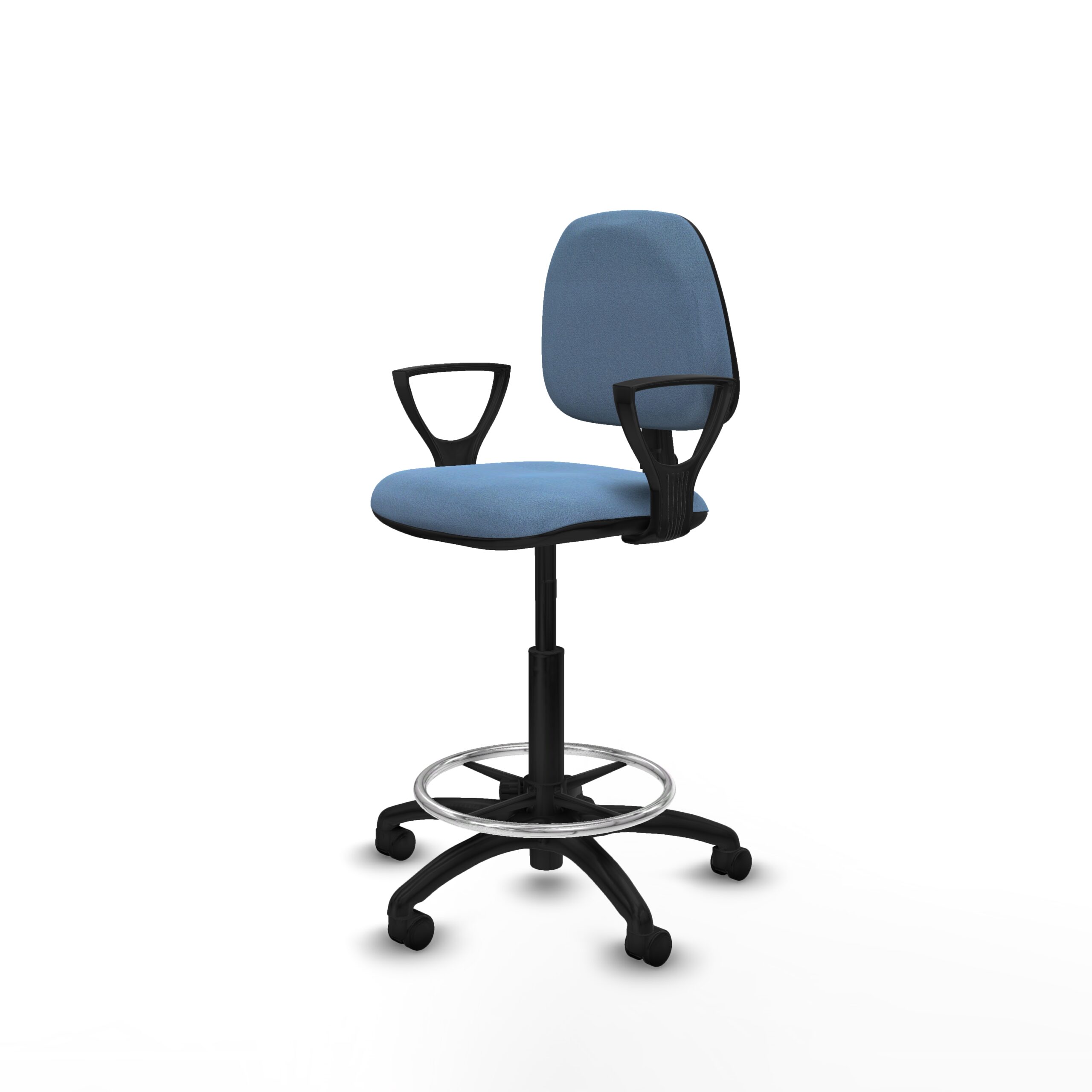 Taburete ergonómico con respaldo PADUA brazos fijos