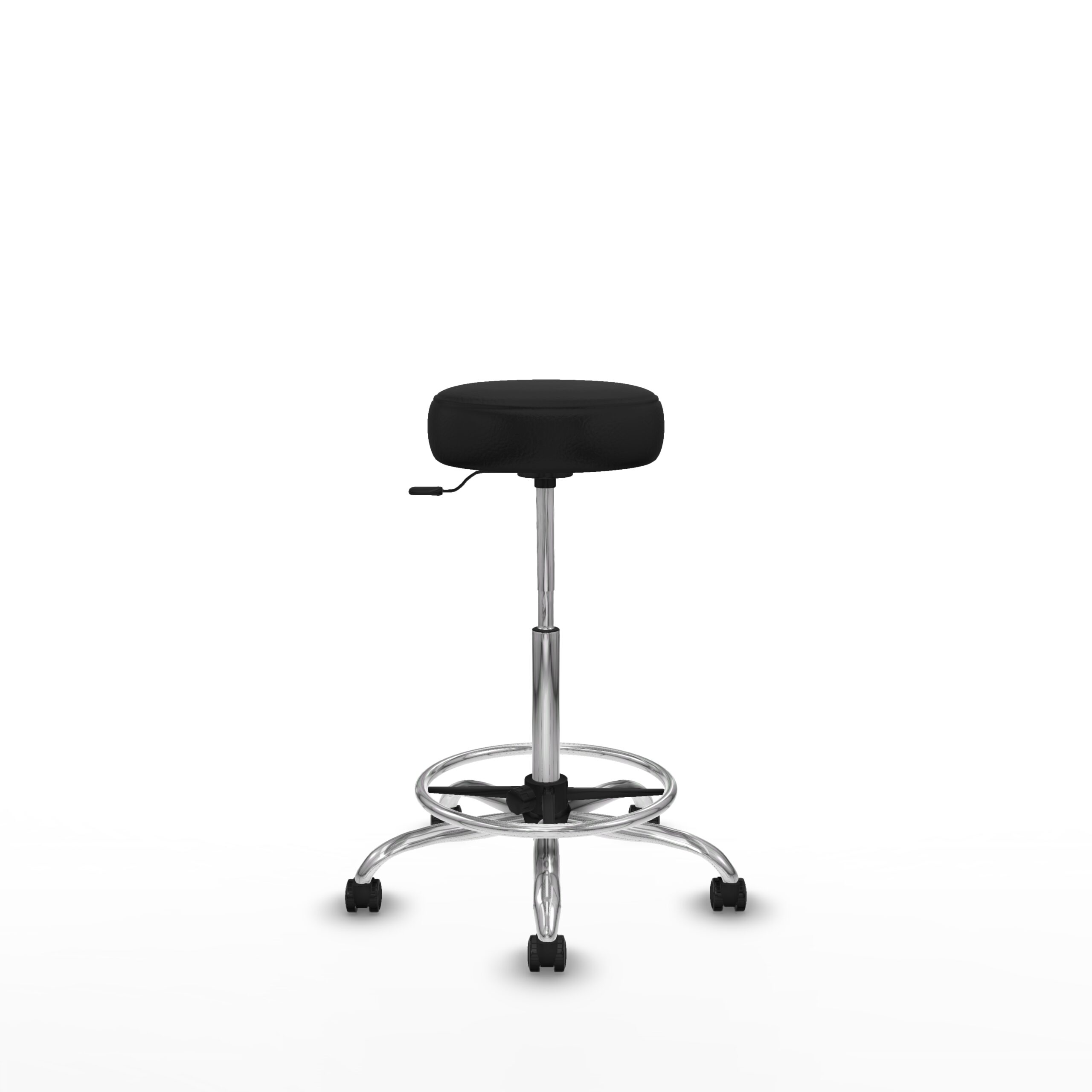 Taburete giratorio sin respaldo LIVORNO con asiento de similpiel y base cromada