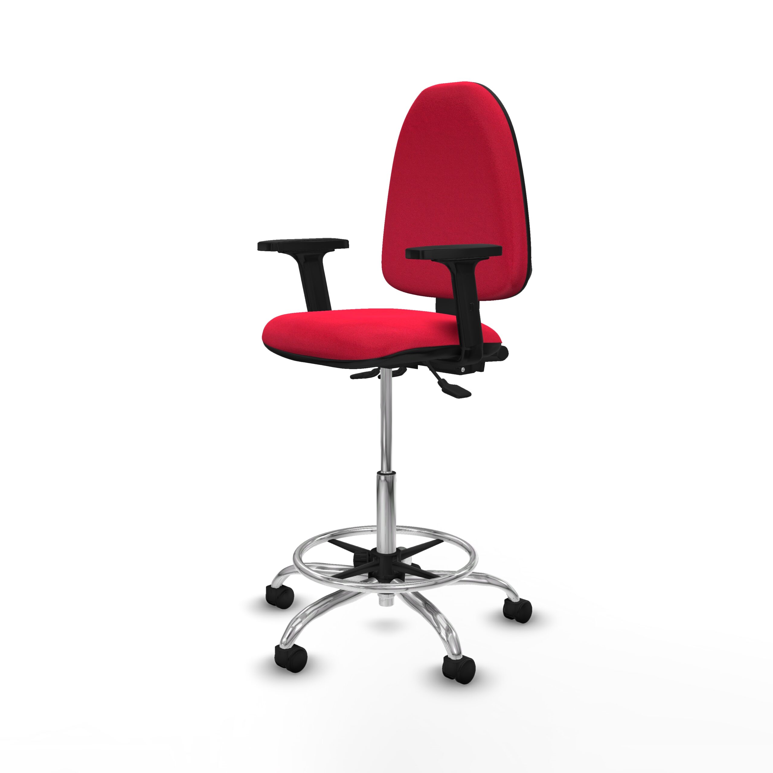 Taburete para mostrador VICENZA rojo con brazos 2D